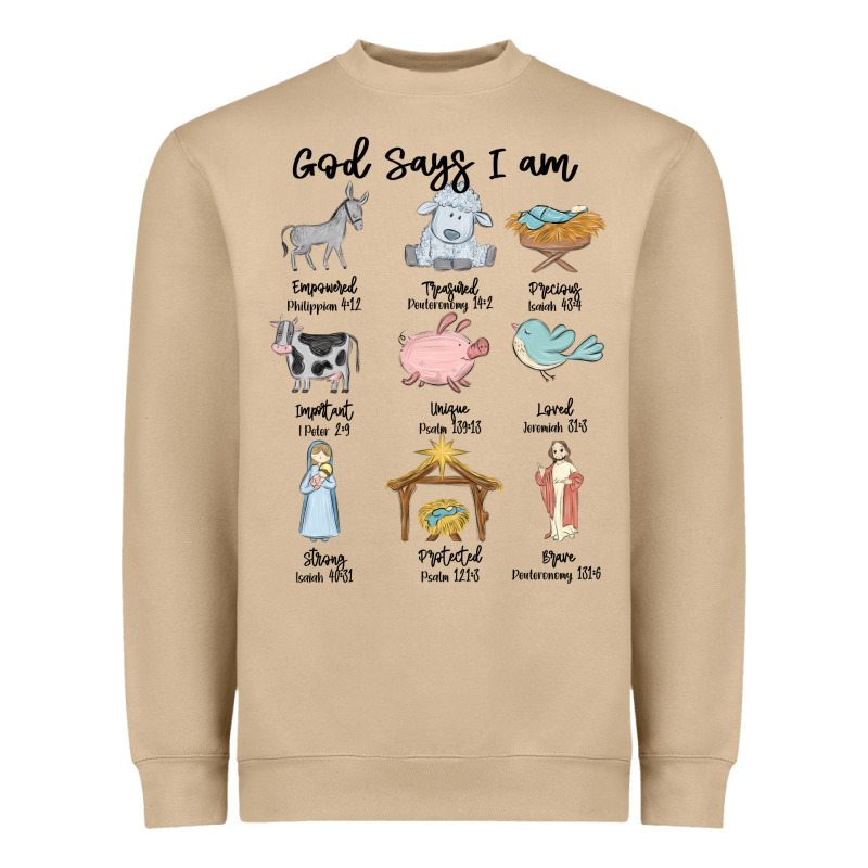 God Says I Am Heavyweight Sweatshirt by MaliasSmallBusiness | Teevron