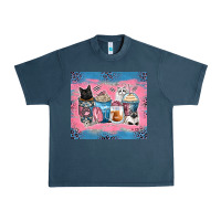 Midnight Navy cat coffee cups Urban Heavy Tee - Zillion Design Studio