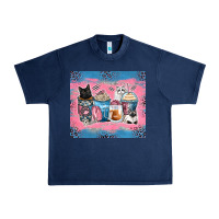 Navy cat coffee cups Urban Heavy Tee - Zillion Design Studio