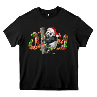 Black panda joy christmas Heavy Core Tee - LillyAllenDesigns
