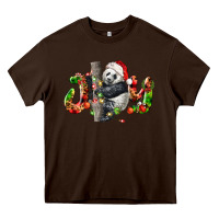 Chocolate Brown panda joy christmas Heavy Core Tee - LillyAllenDesigns