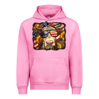 Fuchsia Pink Western 4th Of July Cow Background Urban Hoodie - LillyAllenDesigns
