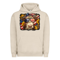 Pigment French Oak Western 4th Of July Cow Background Urban Hoodie - LillyAllenDesigns