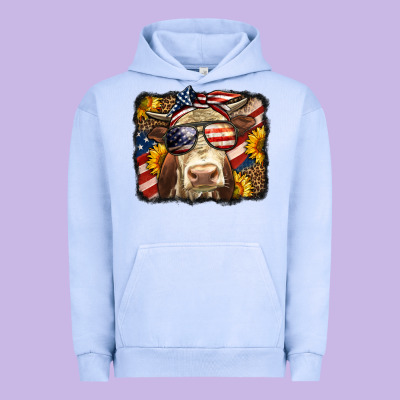 Western 4th Of July Cow Background Urban Hoodie Designed By Lillyallendesigns