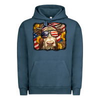 Pigment Midnight Navy Western 4th Of July Cow Background Urban Hoodie - LillyAllenDesigns