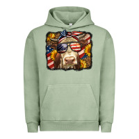 Pigment Oil Green Western 4th Of July Cow Background Urban Hoodie - LillyAllenDesigns