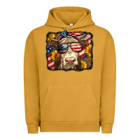 Pigment Peanut Butter Western 4th Of July Cow Background Urban Hoodie - LillyAllenDesigns