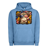 Pigment Pebble Blue Western 4th Of July Cow Background Urban Hoodie - LillyAllenDesigns