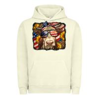 Pigment Pistachio Western 4th Of July Cow Background Urban Hoodie - LillyAllenDesigns
