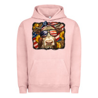 Pigment Salmon Western 4th Of July Cow Background Urban Hoodie - LillyAllenDesigns