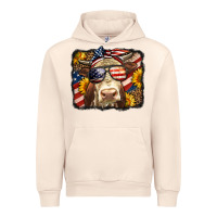Sandshell Western 4th Of July Cow Background Urban Hoodie - LillyAllenDesigns
