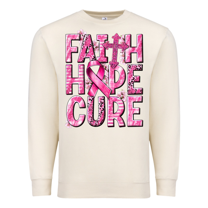 Faith Hope Cure Cancer Premium Sweatshirt by NancyCooperArtShop | Teevron
