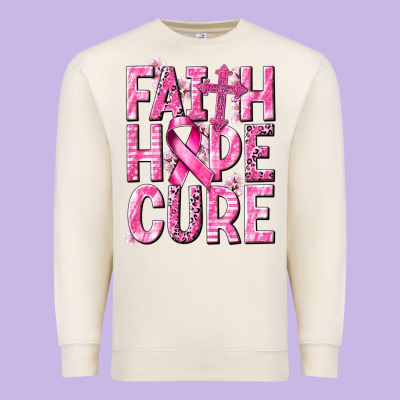 Faith Hope Cure Cancer Premium Sweatshirt Designed By Nancycooperartshop