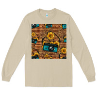Mushroom western sunflowers camera seamless pattern Long Sleeve Tee - HRA Design Shop