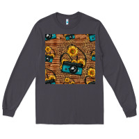 Smoke western sunflowers camera seamless pattern Long Sleeve Tee - HRA Design Shop