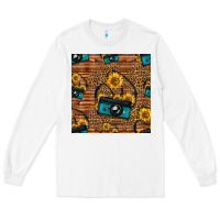 White western sunflowers camera seamless pattern Long Sleeve Tee - HRA Design Shop