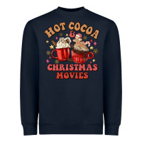 Navy hot cocoa and christmas movies Heavyweight Sweatshirt - MaliasSmallBusiness