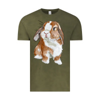 Vintage Olive Cute Bunny Vintage Tee - RanaPortraitStore