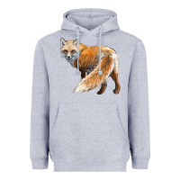 Heather Grey Red Fox Heavyweight Hoodie - LillyAllenDesigns