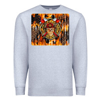 Heather Grey Firefighter Skull Premium Sweatshirt - LillyAllenDesigns