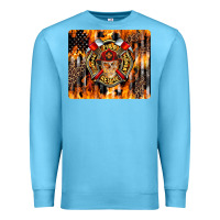 Ocean Blue Firefighter Skull Premium Sweatshirt - LillyAllenDesigns