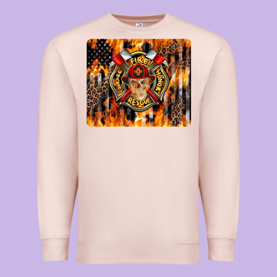 Firefighter Skull Premium Sweatshirt Designed By Lillyallendesigns