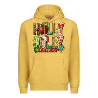 Antique Gold holly jolly teacher Premium Hoodie - NancyCooperArtShop