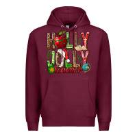 Burgundy holly jolly teacher Premium Hoodie - NancyCooperArtShop
