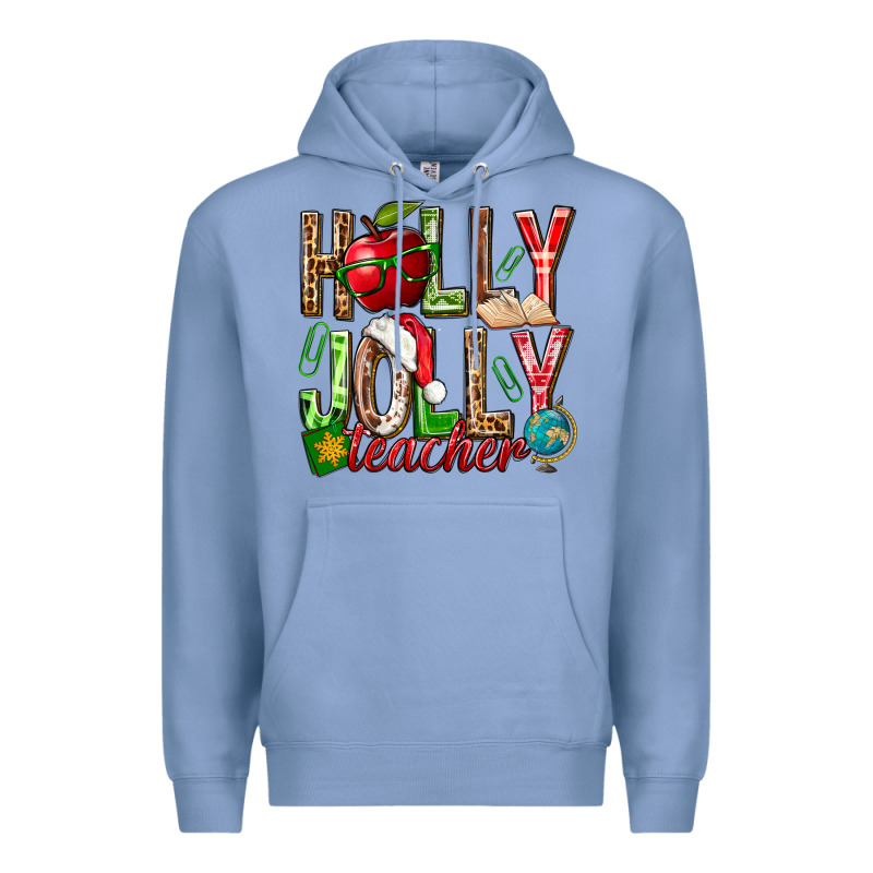 Holly Jolly Teacher Premium Hoodie by NancyCooperArtShop | Teevron