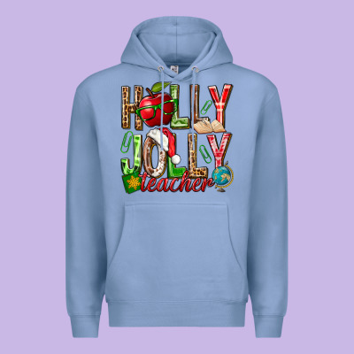 Holly Jolly Teacher Premium Hoodie Designed By Nancycooperartshop