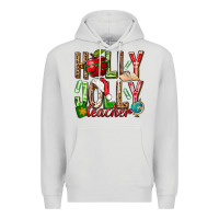 Dove Grey holly jolly teacher Premium Hoodie - NancyCooperArtShop