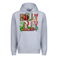 Heather Grey holly jolly teacher Premium Hoodie - NancyCooperArtShop