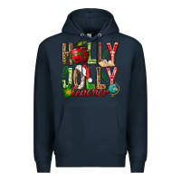 Navy holly jolly teacher Premium Hoodie - NancyCooperArtShop