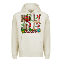Oatmeal Heather holly jolly teacher Premium Hoodie - NancyCooperArtShop