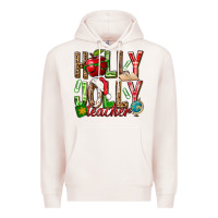 Pale Pink holly jolly teacher Premium Hoodie - NancyCooperArtShop
