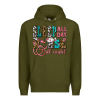 Army Green sleep all day nurse all night Premium Hoodie - AdoDesignShop