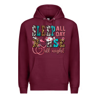 Burgundy sleep all day nurse all night Premium Hoodie - AdoDesignShop