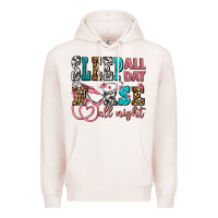 Pale Pink sleep all day nurse all night Premium Hoodie - AdoDesignShop