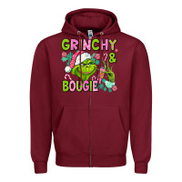 Burgundy christmas characters and bougie Zipper Hoodie - AdoDesignShop