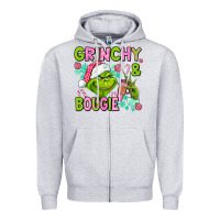 Heather Grey christmas characters and bougie Zipper Hoodie - AdoDesignShop