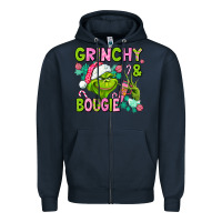 Navy christmas characters and bougie Zipper Hoodie - AdoDesignShop