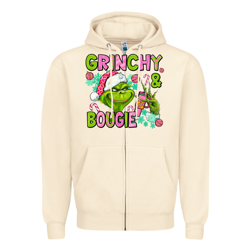 Christmas Characters And Bougie Zipper Hoodie by AdoDesignShop | Teevron