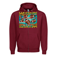Burgundy football turquoise sunflower Zipper Hoodie - JahusDesignShop