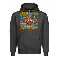 Charcoal Heather football turquoise sunflower Zipper Hoodie - JahusDesignShop