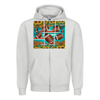 Dove Grey football turquoise sunflower Zipper Hoodie - JahusDesignShop