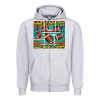 Heather Grey football turquoise sunflower Zipper Hoodie - JahusDesignShop