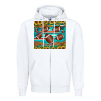 White football turquoise sunflower Zipper Hoodie - JahusDesignShop