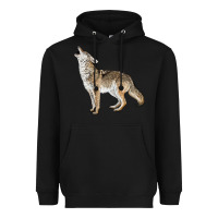 Black Howling Coyote Heavyweight Hoodie - LillyAllenDesigns