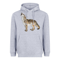 Heather Grey Howling Coyote Heavyweight Hoodie - LillyAllenDesigns