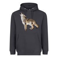 Smoke Howling Coyote Heavyweight Hoodie - LillyAllenDesigns